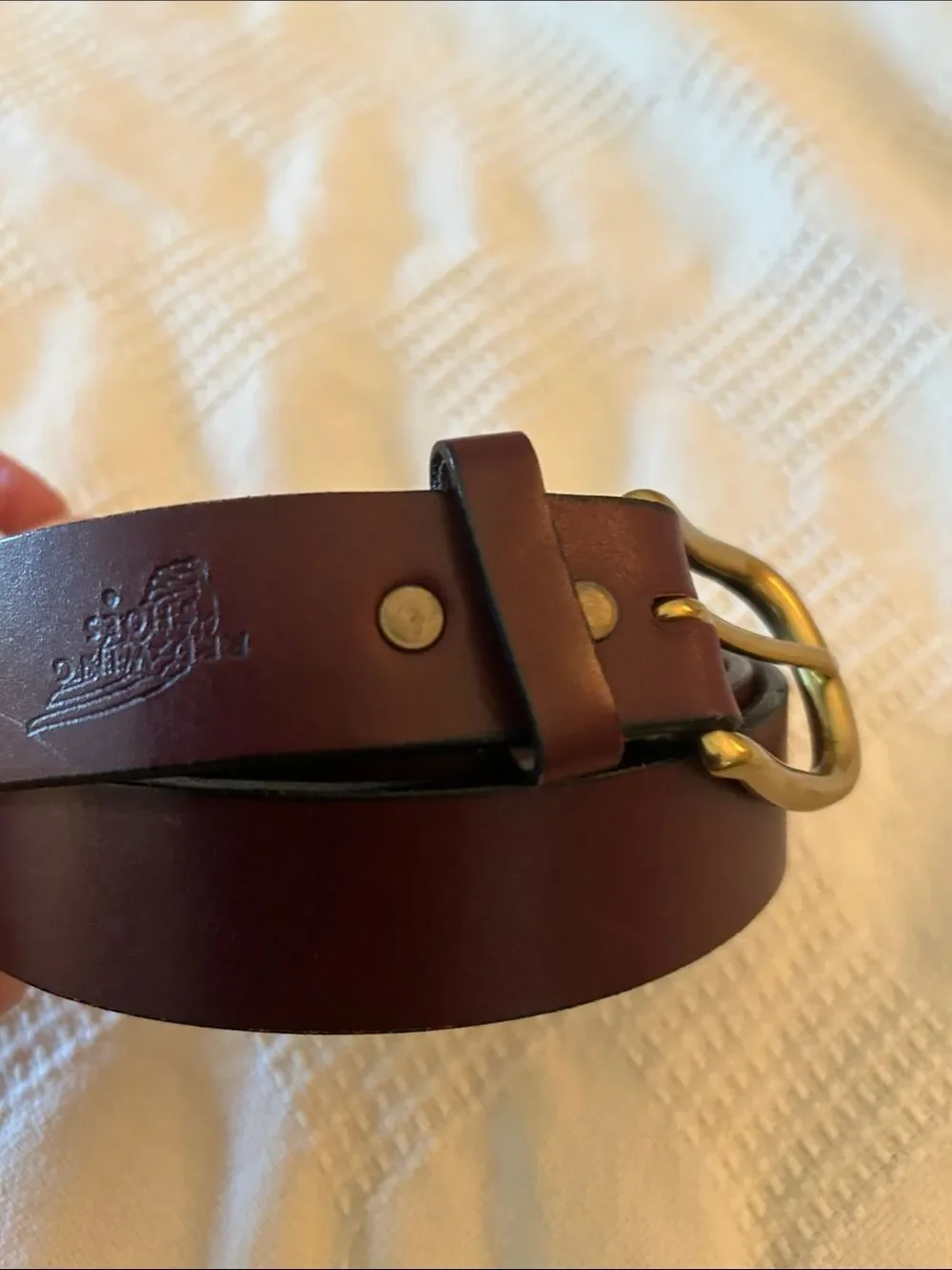 Red Wing Shoes Brown Leather Belt with Stamped Logo 54”